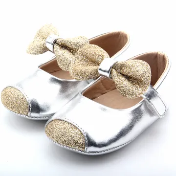 Wholesale Mary Jane Shoes Glitter Bowknot Leather Baby Girls Shoes