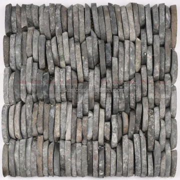 Wholesale Stacked Black River Pebble Stone Mosaic Tiles for Home & Garden Decoration