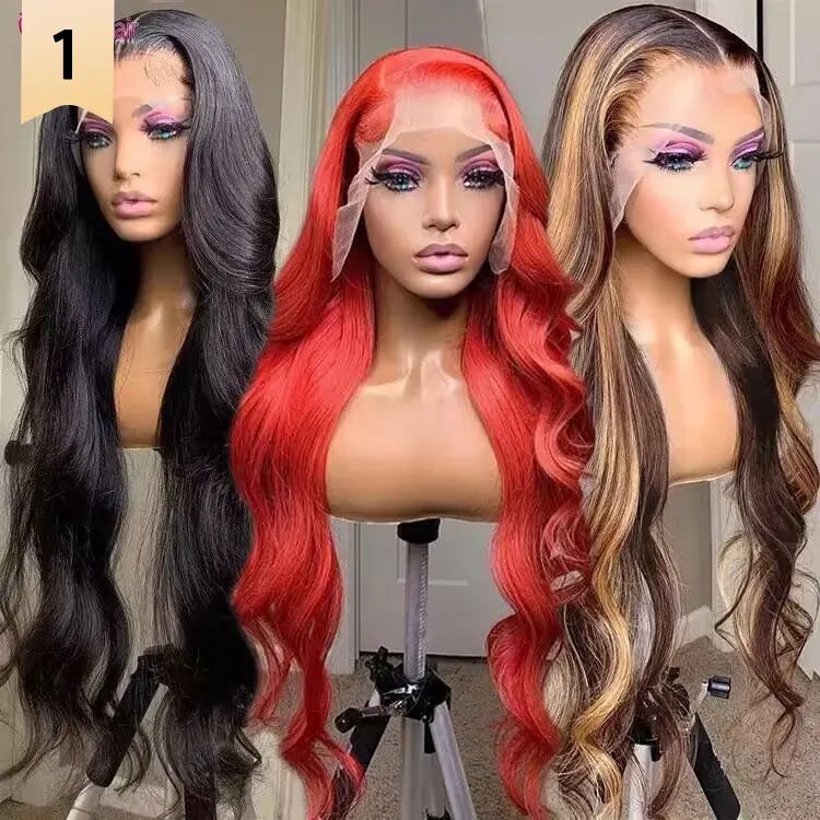 Gelombang Badan Awak Lace ngarep Wig Rambut Manungsa