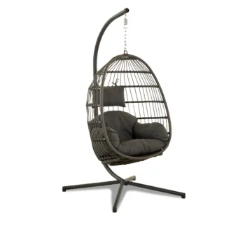 Modern Garden Egg Hanging Swing Chair - Outdoor Patio Rattan Wicker Single Seater