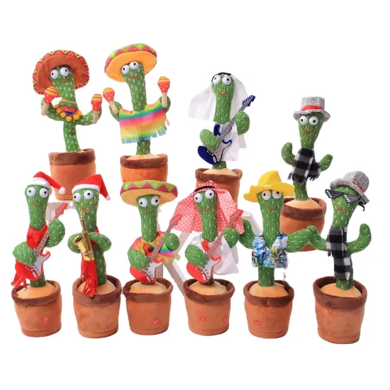 Popular In-Stock Battery Operated Talking and Dancing Cactus Toy Electronic Plush