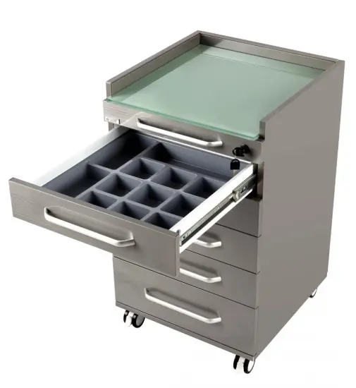 Mobile cart cabinet for dental office