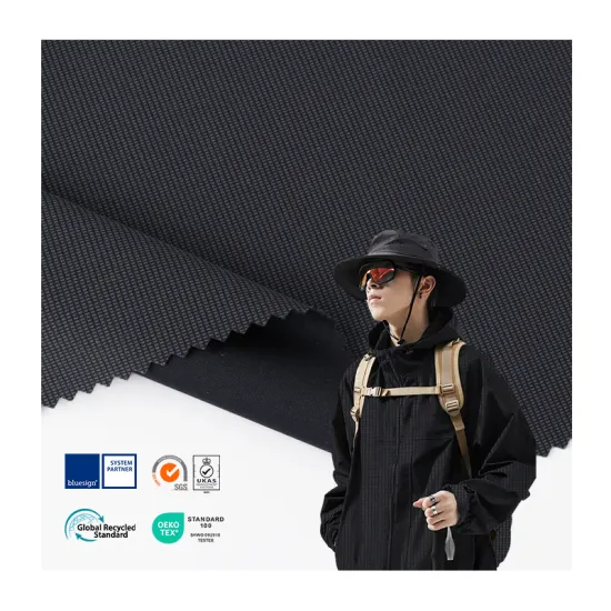 Casual Fabric: Cationic Jacquard Laminated TPU Film Bonded 30D Interlock for Men's Jackets