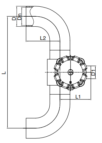 Hygienic membrane valve 3 way U type 3A SMS BPE..