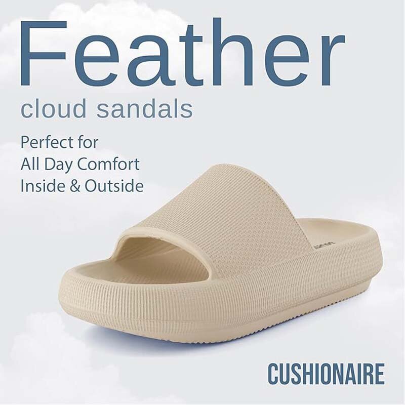CUSHIONAIRE feather slipperscomfortable cloud pad household slippers, indoor and outdoor EVA fo