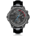 sport mannen horloge chronograaf kwarts horloge leren riem