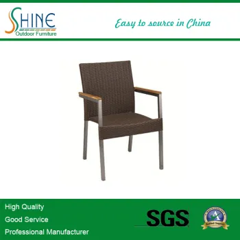SOF8039 Rattan Dining Chair With Wooden Armrest