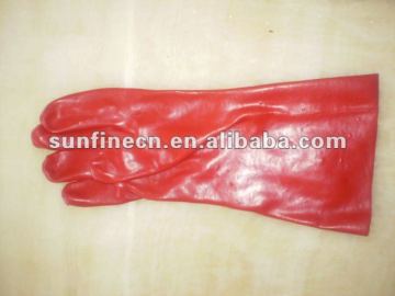 Oil resistant glove with red PVC