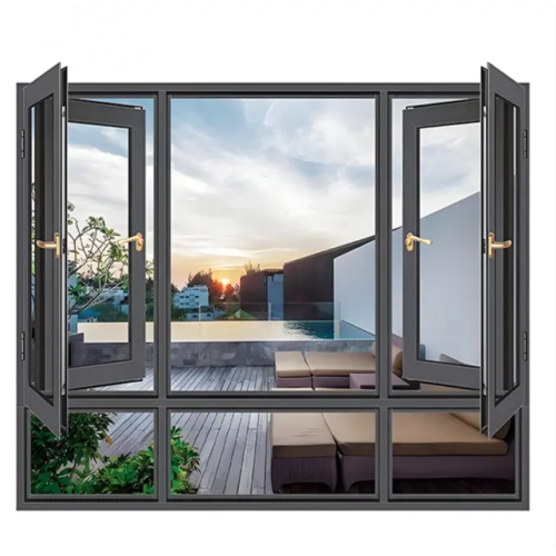 Black Aluminium Alloy Double Glazed Bay Window
