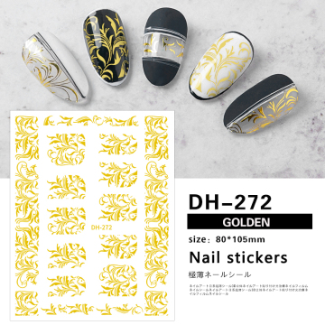 Golden Vines Pattern 3D Nail Stickers - OEM/ODM High Quality DIY Manicure for Kids and Adults