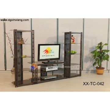 Metal TV stand with tempered glass