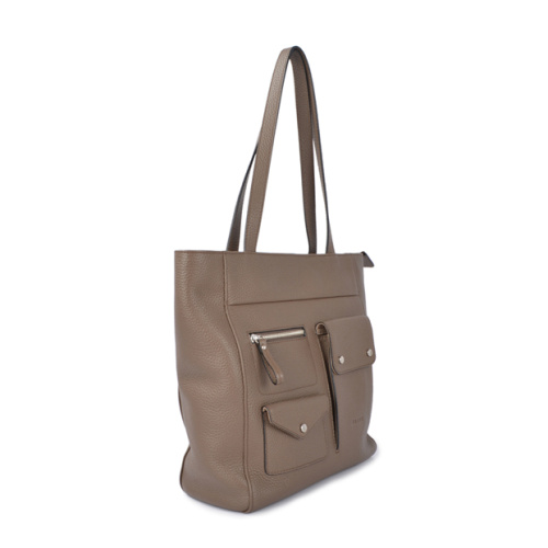 Leather Shoulder Bag with Pockets Everyday Market Bag