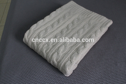 16JW636 home textile cashmere wool blend cable knit blanket