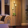 Country style vertical floor lamp with rope shade