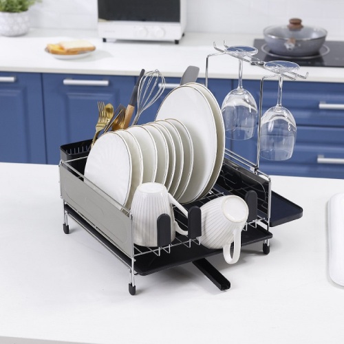 Kitchen Storage Racks Multifunctional Durable Dish Drying Rack With Drainboard Factory