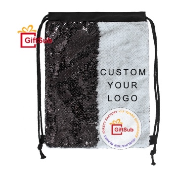 Customizable Christmas Logo Gifts: Mermaid Sequin Flip Drawstring Backpack and Reversible Sublimation Blank Bags