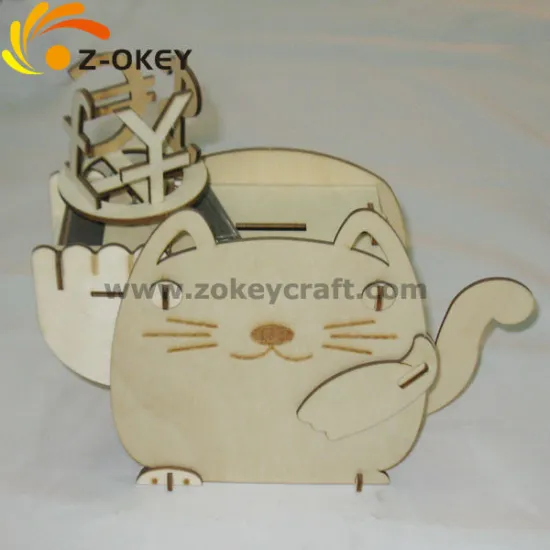 2016 Hot Selling Plywood Maneki Neko assembled by plywood for 3D decoration