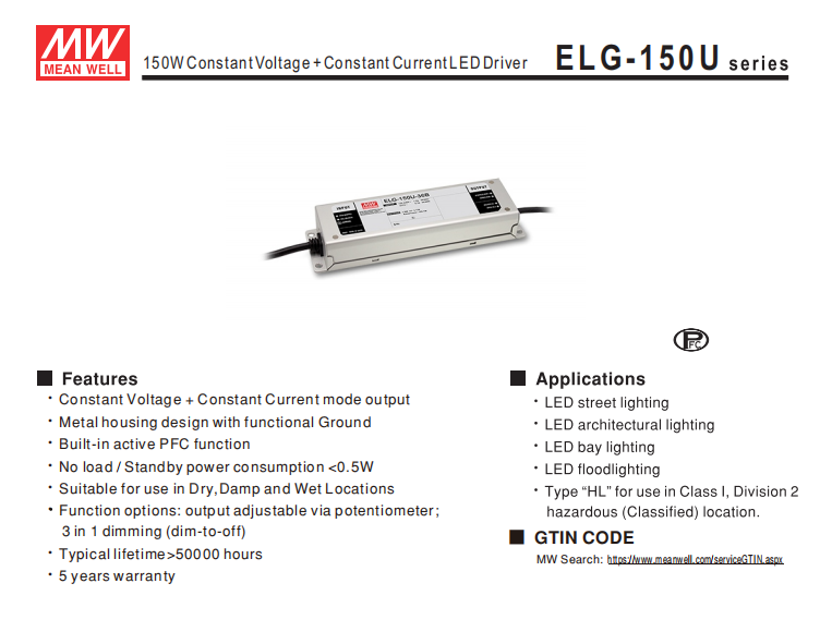 Meanwell Power Supply Elg 150u 2