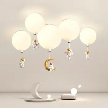 2022 Kids Bedroom Decor: Star Planet Moon Astronaut Balloon Themed Chandelier Ceiling Light