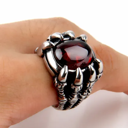 Red gemstone Dragon claws rings for adults