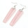 Healing Rose Quartz Drop Earrings Geometric Rectangle Gemstone Dangle Ear Jewelry for Women Girls