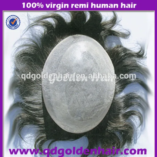 Golden Hair 100% High Quality Cheap Men's Brazilian Hair Piece