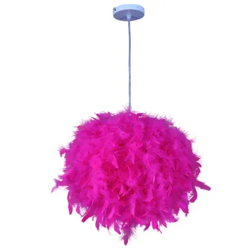 Factory Direct 40cm Feather Round Ball Droplight Chandelier - Minimalist Design for Bedroom