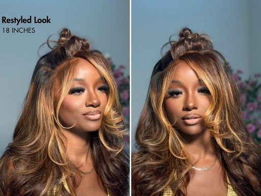 Glueless Honey Blonde Highlight Loose Wave Human Hair Wig 22inch 180% Density