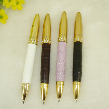 Pen with string PU Leather Mini Pen with China Crystal PU Pouch packing Fashion Pen Set Necklace Ballpoint Pens