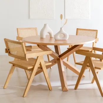 Factory Direct Round Dining Table Set with 6 Chairs for Restaurants and Homes