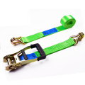 2" 5T 50mm Rubber Handle Ratchet Buckle Tiedowns Green Straps With 2 Inch Double J Hooks Safety Latch