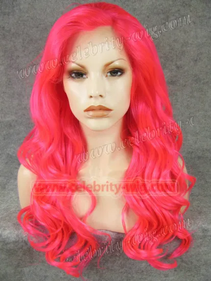 Bright Red Long Wavy Christina Aquilera Synthetic Lace Front Wig