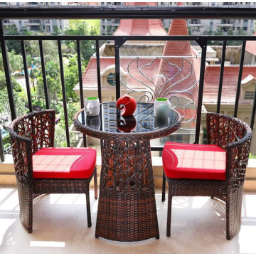 Modern Patio Rattan Bistro Set with Storage Table