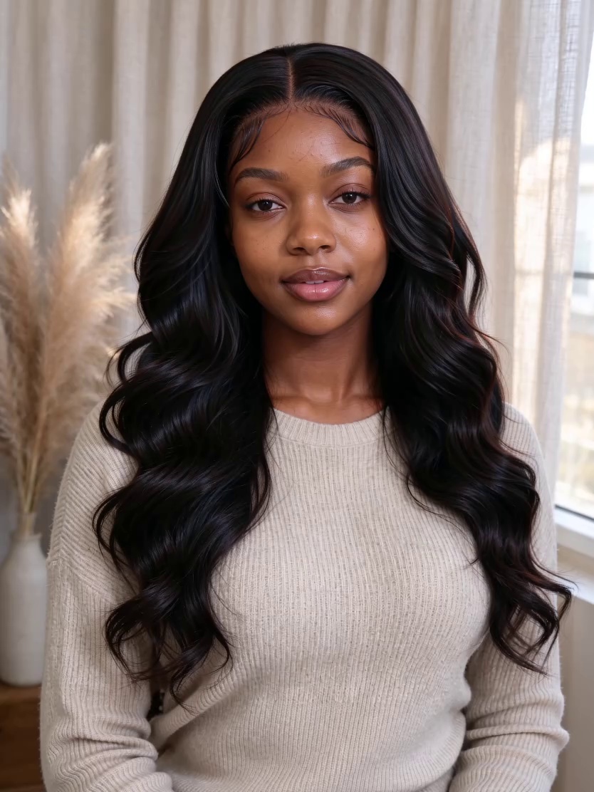 24 Inch 13x4 HD Lace Frontal Deep Wave 150% Density 1B Human Hair Glueless Wig