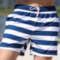 Breathable Striped Pattern Men's Swim Shorts