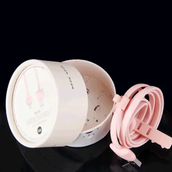 Cardboard Paper Pink Round Packaging Box for Cable