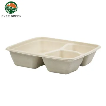 Takeaway 3 Compartment Biodegradable Bagasse Pulp Container