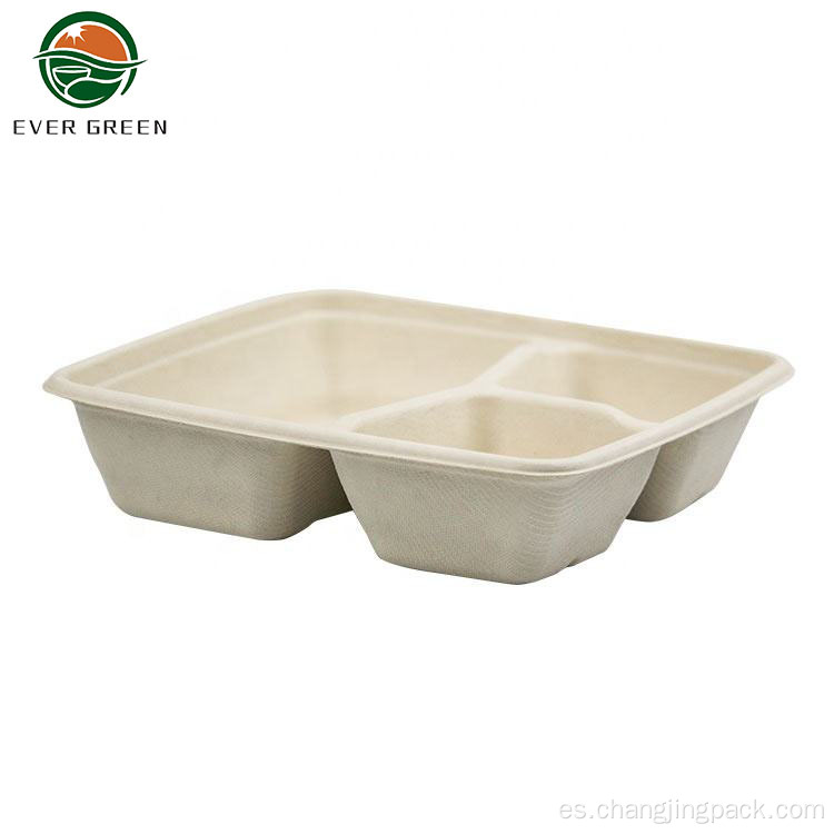 Takeaway 3 Compartimento Biodegradable Bagso Pulp Container