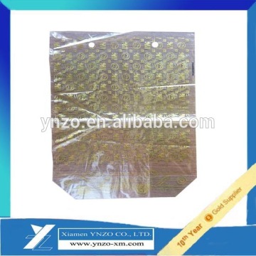 Printed Plastic Wicket bag with triangular bottom & golden printing