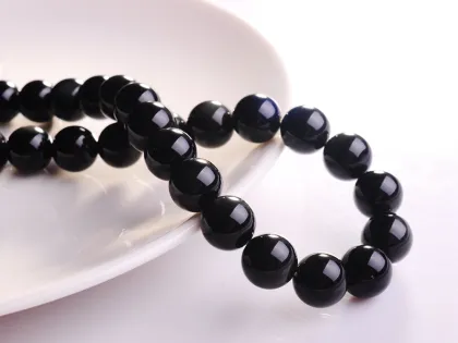10MM Natural Black Obsidian Round Crystal Beads 16"