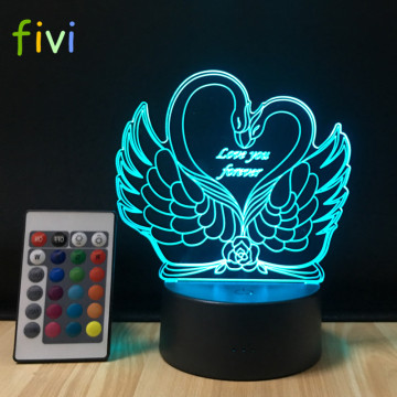 Swan 3D LED Lamp - Romantic Night Light with Color Change and Remote Control