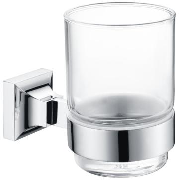 Generous Brass Glass Holder With Cup Chrome