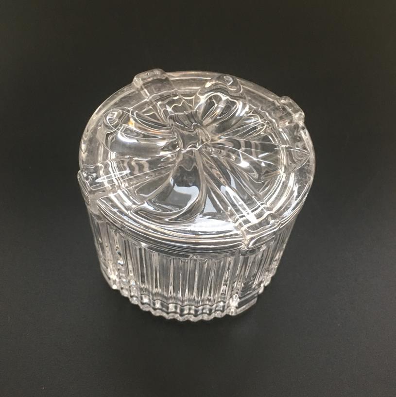 Br 1805 Round Bowknot Pattern Clear Jewelry Box Candy Jar