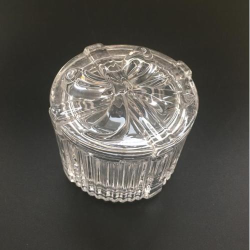 Round Bowknot Pattern Clear Jewelry Box/Candy Jar