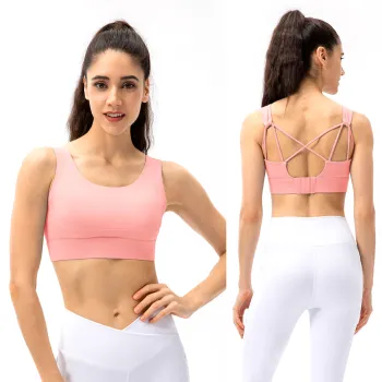 New Plus-Size Athletic Lingerie: Criss-Cross Back Sports Bra with Molded Pads and High Impact Support