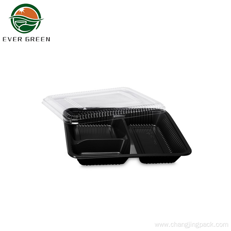 Hot Lunch Plastic Food Container 3 Compartment Tray