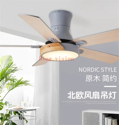 Nordic Modern LED Wooden Ceiling Fan Wood Ceiling Light Fans Lamp AC Ceiling Fans With Lights LED Dimming 220v Home Fan