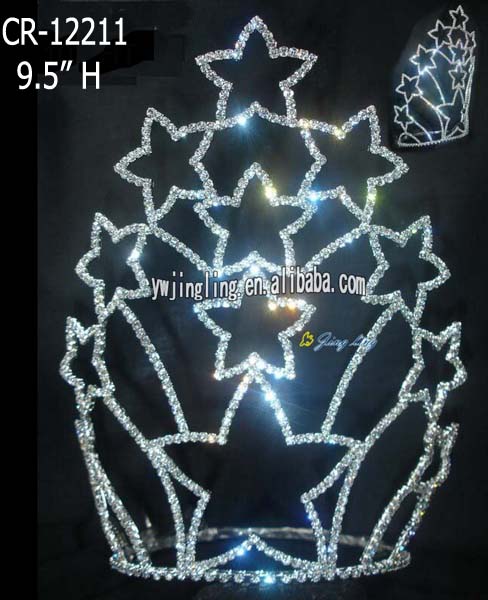 10 Inch Large Star Tiara Tall Pageant Crown