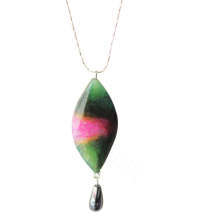 Natural Gemstone Agate Necklace with Silver Chain