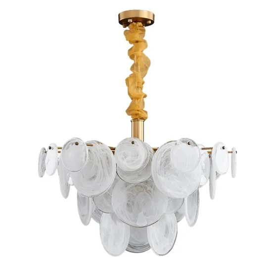 Modern Luxury Brass Chandelier with White Glass Shades: High-Quality Gold Pendant Light